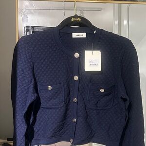 Sandro Women's Dark Blue Textured Blazer